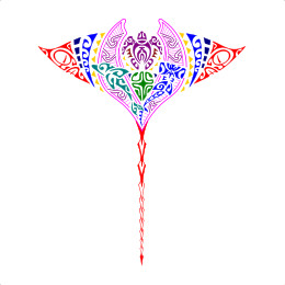 Polynesian manta ray tattoo for upper
back