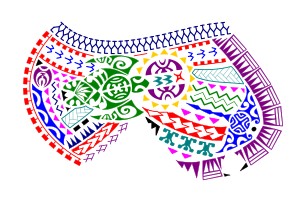 Polynesian shoulder and pec family tattoo