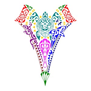 Polynesian spearhead shaped warrior calf tattoo