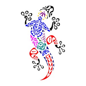 Polynesian gecko family tattoo