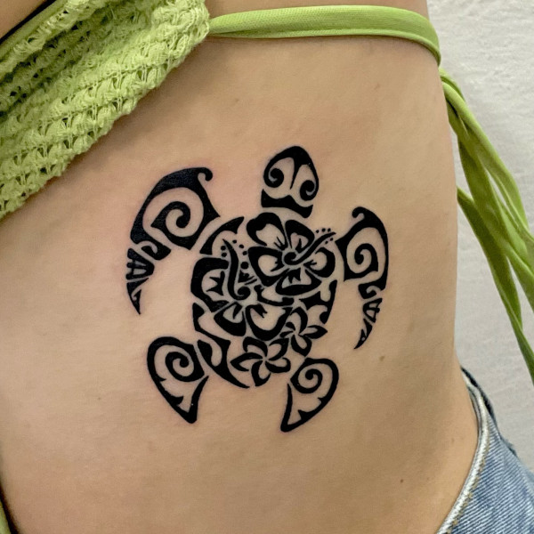 Guest - flowers turtle tattoo